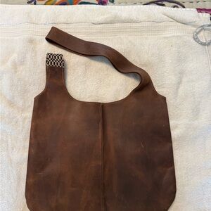 The Root Collective Brown Leather Bag Bucket Tote